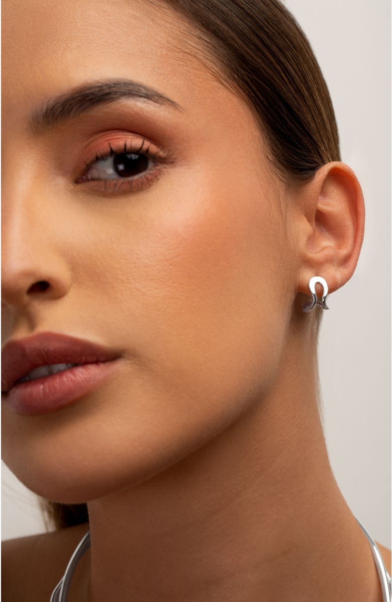 PIERETTI Cochi  huggie earrings, Alternate, color, Silver Plate