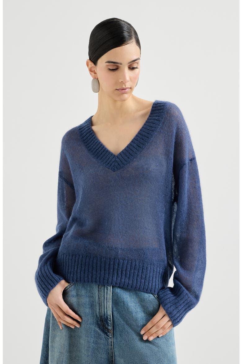 Virgin wool and mohair sweater, Main, color, Blue