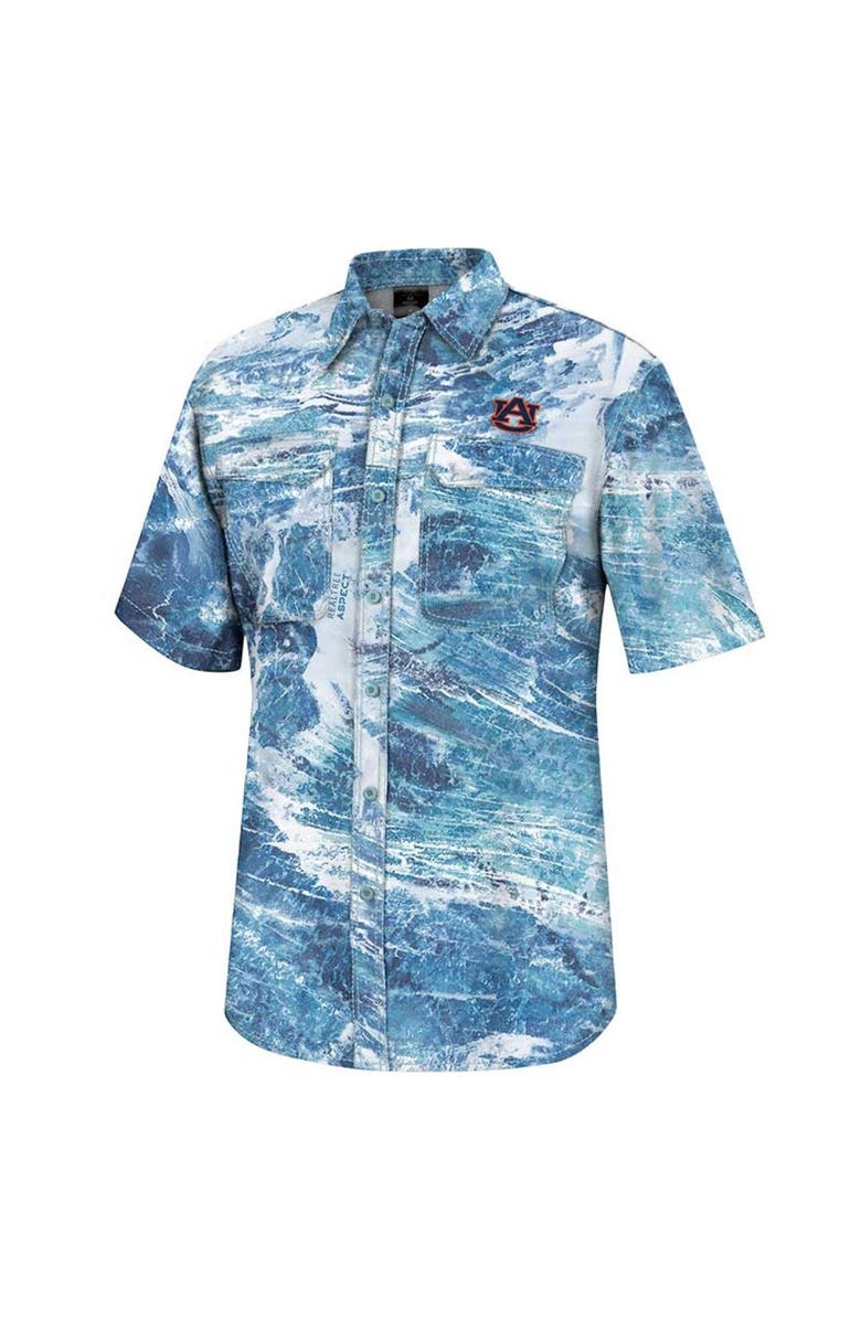 COLOSSEUM Men's Colosseum Blue Auburn Tigers Realtree Aspect Charter Full-Button Fishing Shirt, Alternate, color, Blue