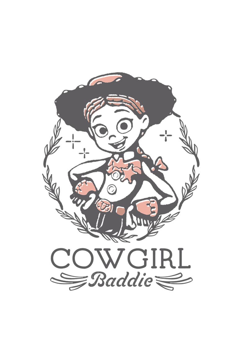 Junior's Toy Story 5 Cowgirl Baddie Badge  Graphic T-Shirt, Alternate, color, White