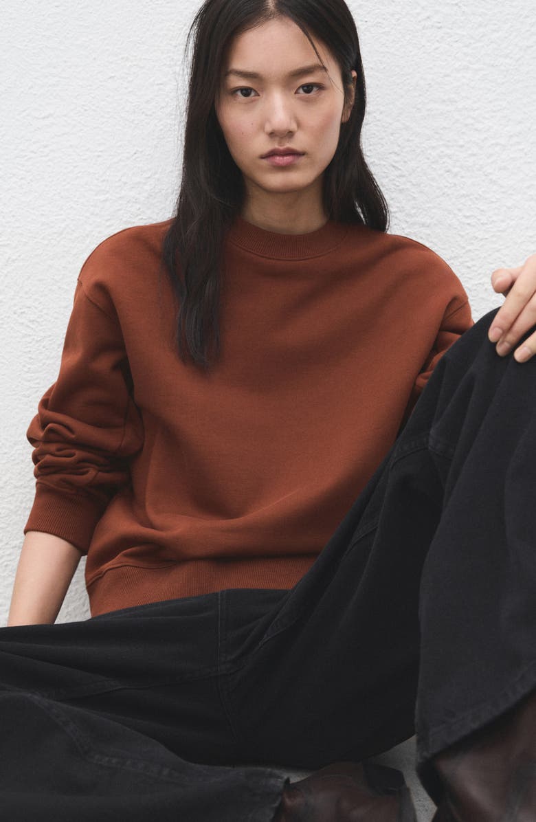 MANGO Cotton Sweatshirt, Alternate, color, Russet
