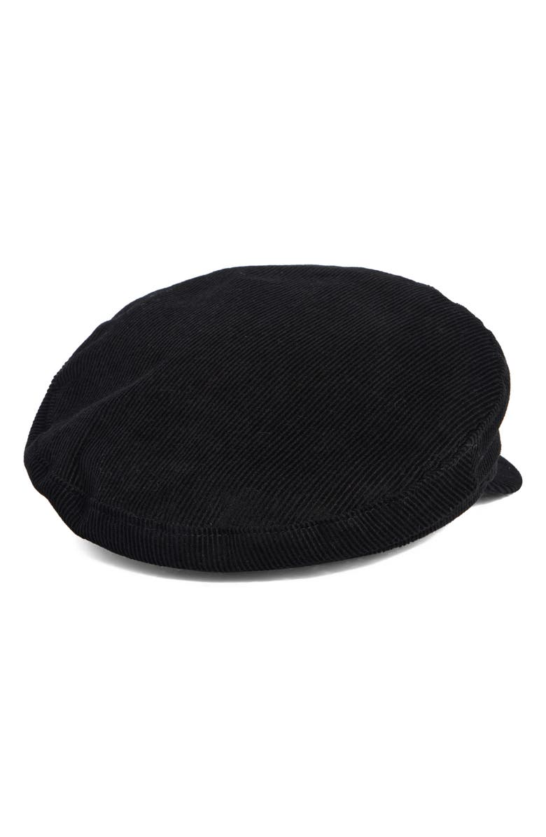 Melrose and Market Corduroy Newsboy Cap, Alternate, color, Black