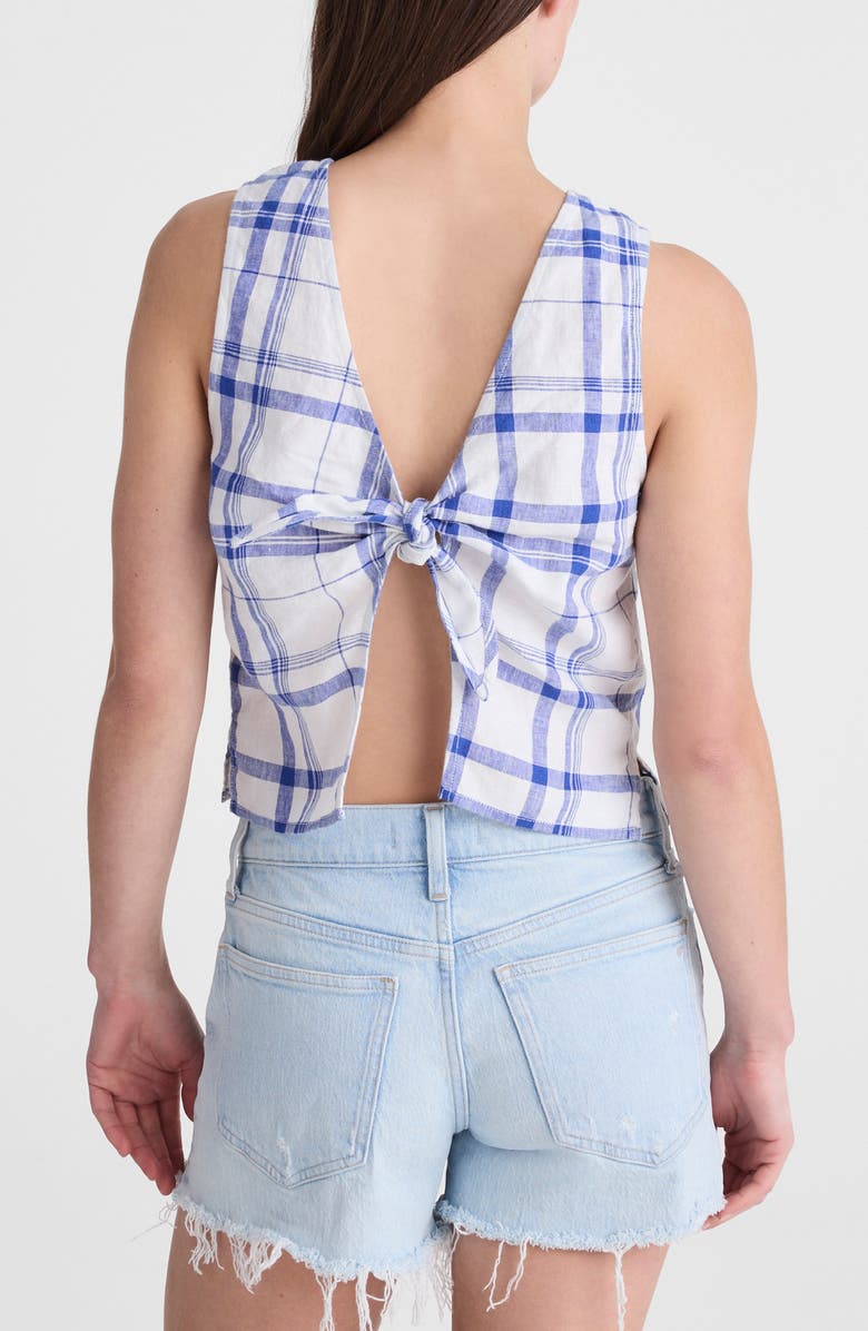 Madewell Tie-Back Linen Shell Top, Alternate, color, Oversized Blue White Plaid