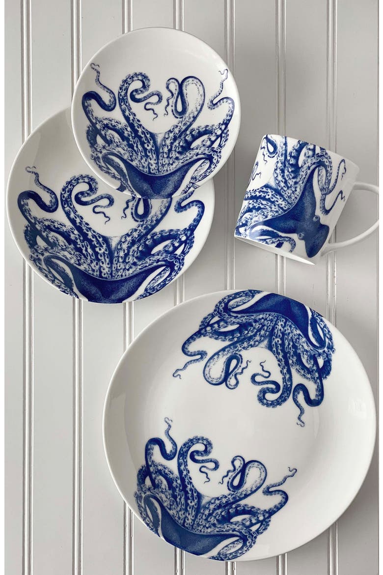 Lucy Coupe Salad Plate - Porcelain - Set 4, Alternate, color, BLUE
