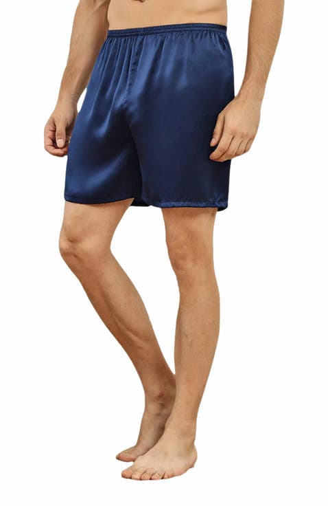 Pure Silk Solid Color Mens Lounge Shorts