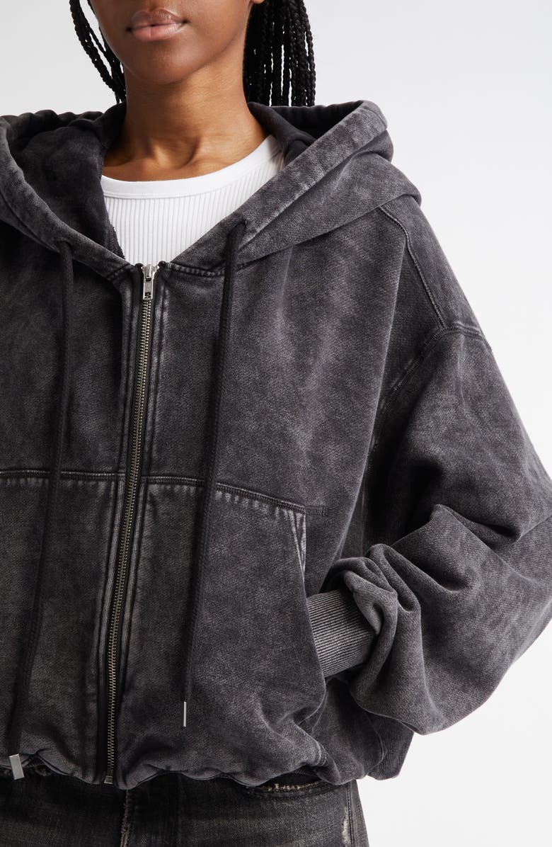 Balloon Bubble Hem Cotton Zip Hoodie