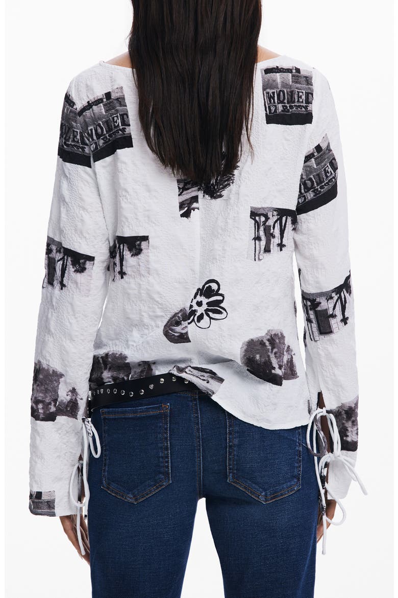 Textured Graphic Top, Alternate, color, WHITE
