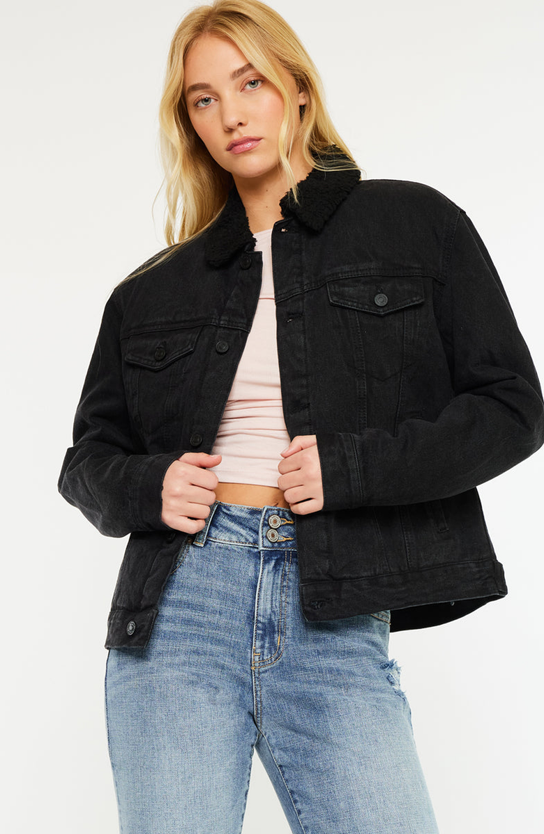 KanCan Sonny Trucker Jacket, Alternate, color, Black