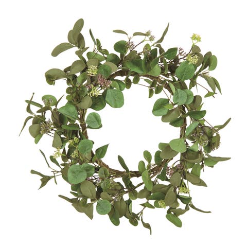 24 Inch Multicolor Spring Greenery Bunch Wreath Perfect for Spring Decor and Celebrations