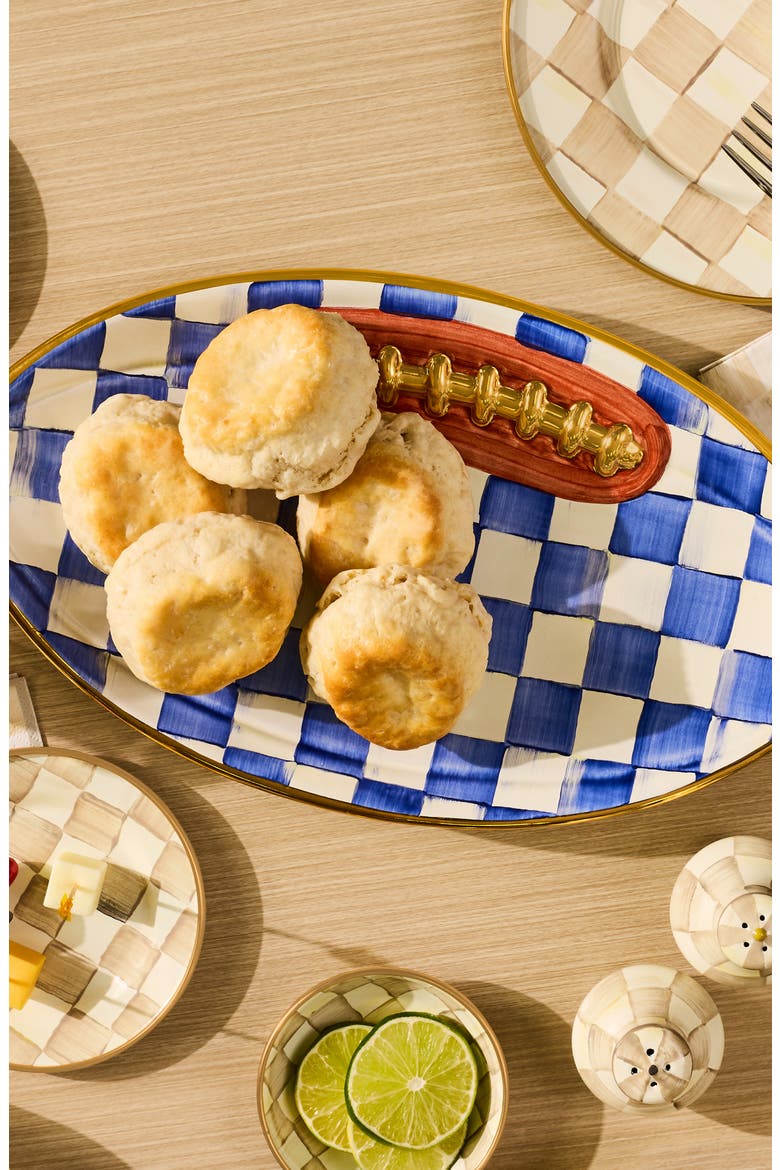 Royal Check Football Ceramic Serving Platter, Alternate, color, BLUE