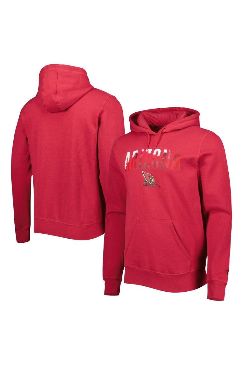 Men's New Era Cardinal Arizona Cardinals Ink Dye Pullover Hoodie, Main, color, Cardinal