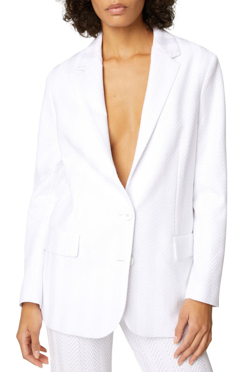 Missoni Single-breasted Blazer In Cotton And Zig Zag Viscose Tone On Tone, Alternate, color, White