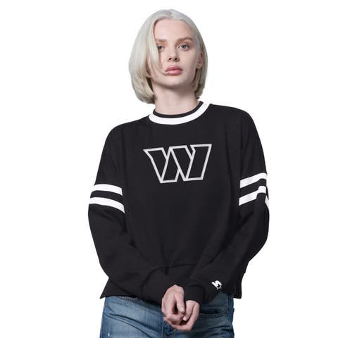 Women's Starter  Black Washington Commanders Rally Drop Shoulder Cropped Sweatshirt