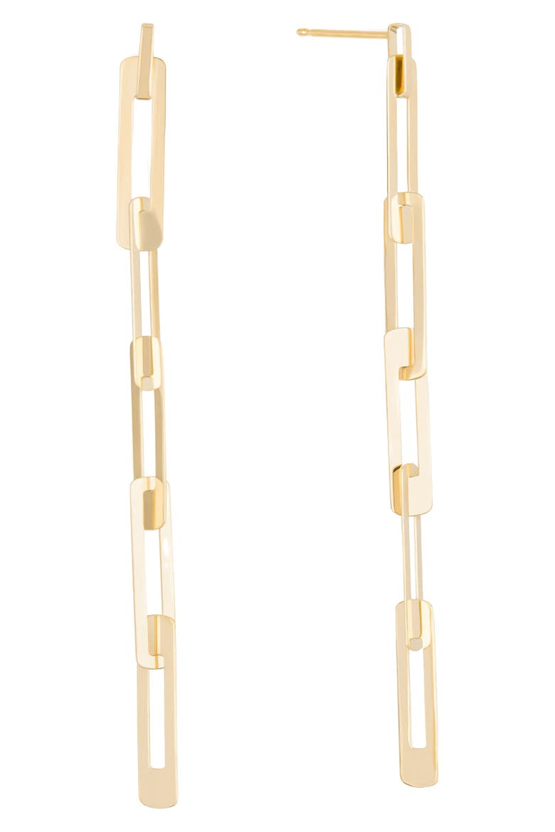 14K Gold Laser Interlocking Drop Earrings, Main, color, GOLD