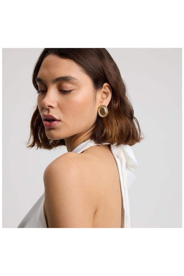 Bold Oval Statement Earrings, Alternate, color, GOLD/ BROWN