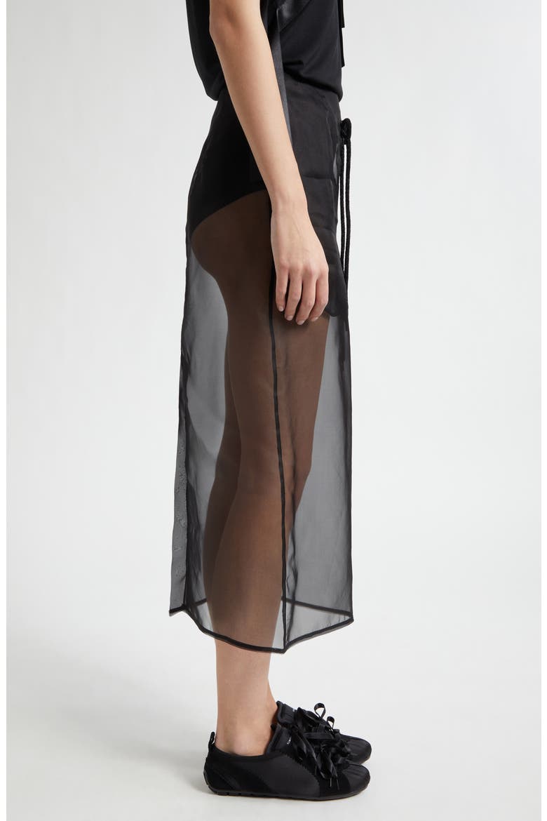 Sheer Frayed Column Pencil Skirt, Alternate, color, BLACK/ BLACK