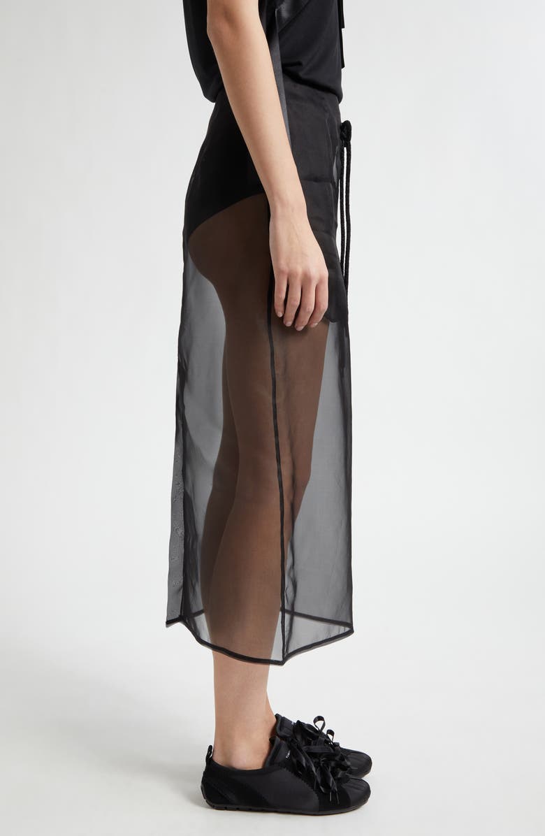 Simone Rocha Sheer Frayed Column Pencil Skirt, Alternate, color, Black/ Black