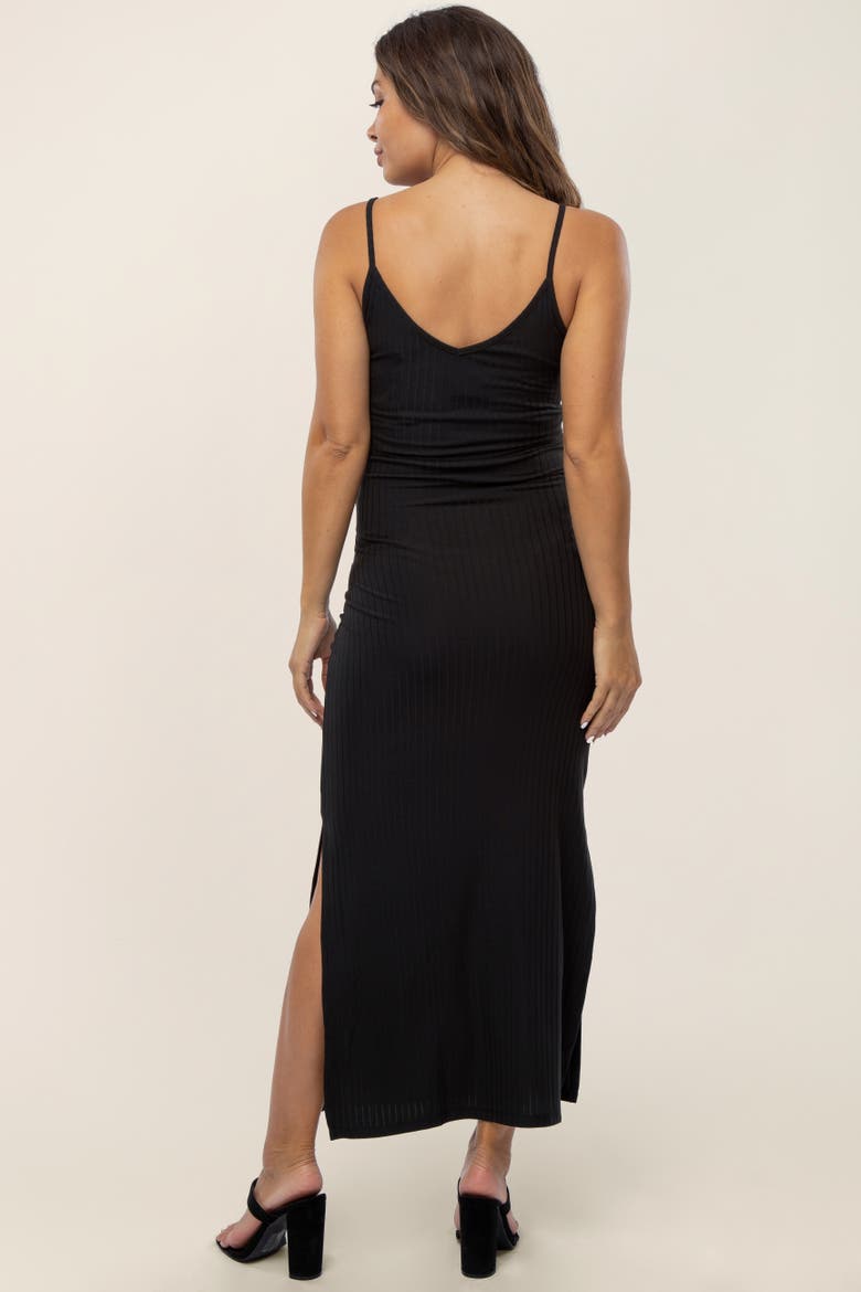 Ribbed Side Slit Maxi Dress, Alternate, color, Black