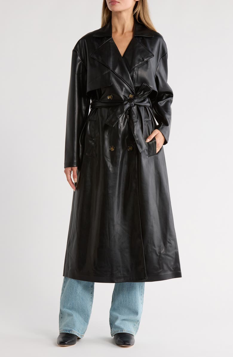 BLANKNYC Faux Leather Trench Coat, Main, color, Flashback