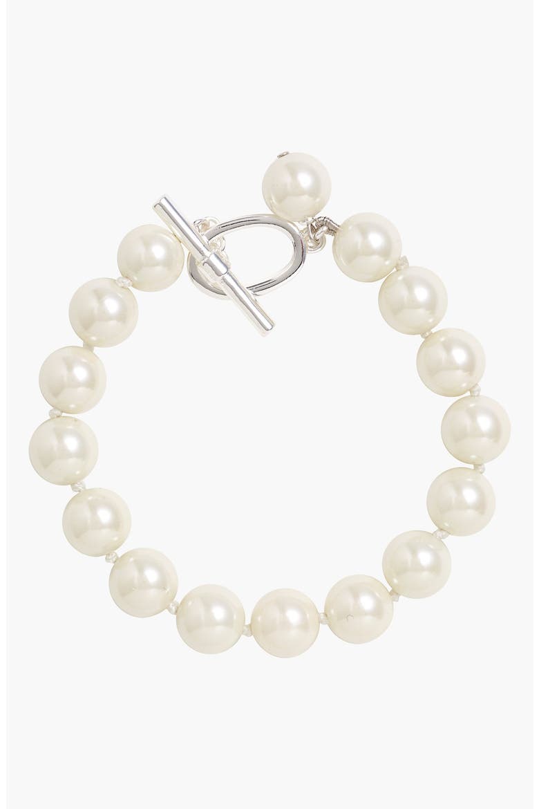 Faux Pearl Bracelet, Main, color, WHITE/ PEARL/ SILVER