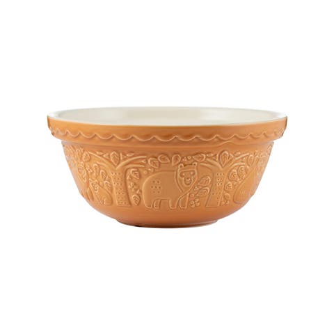 In The Forest Bear Size 24 Mixing Bowl, Ochre, 2.15 Quart