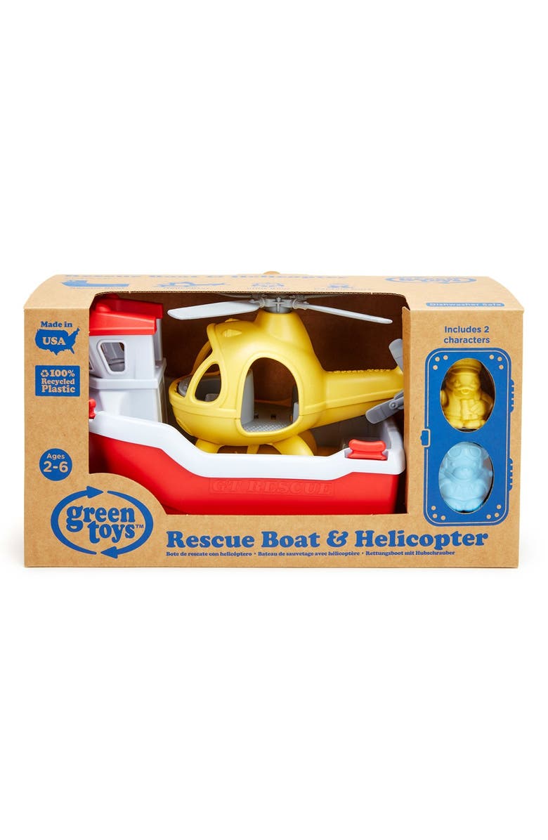 Green Toys Rescue Boat & Helicopter Playset, Main, color, Red
