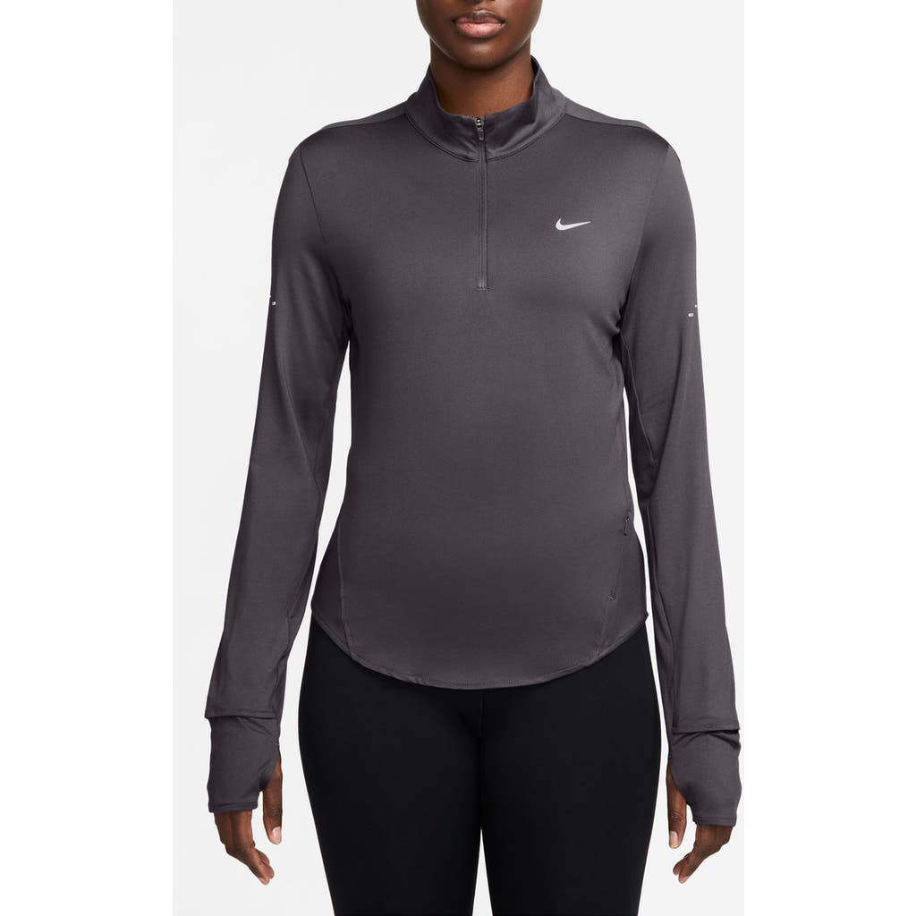 Nike Swift Dri-fit Uv Half Zip Running Top In Gray