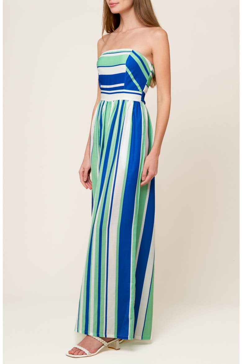 Stripe Strapless Jumpsuit, Alternate, color, NAVY/ GREEN