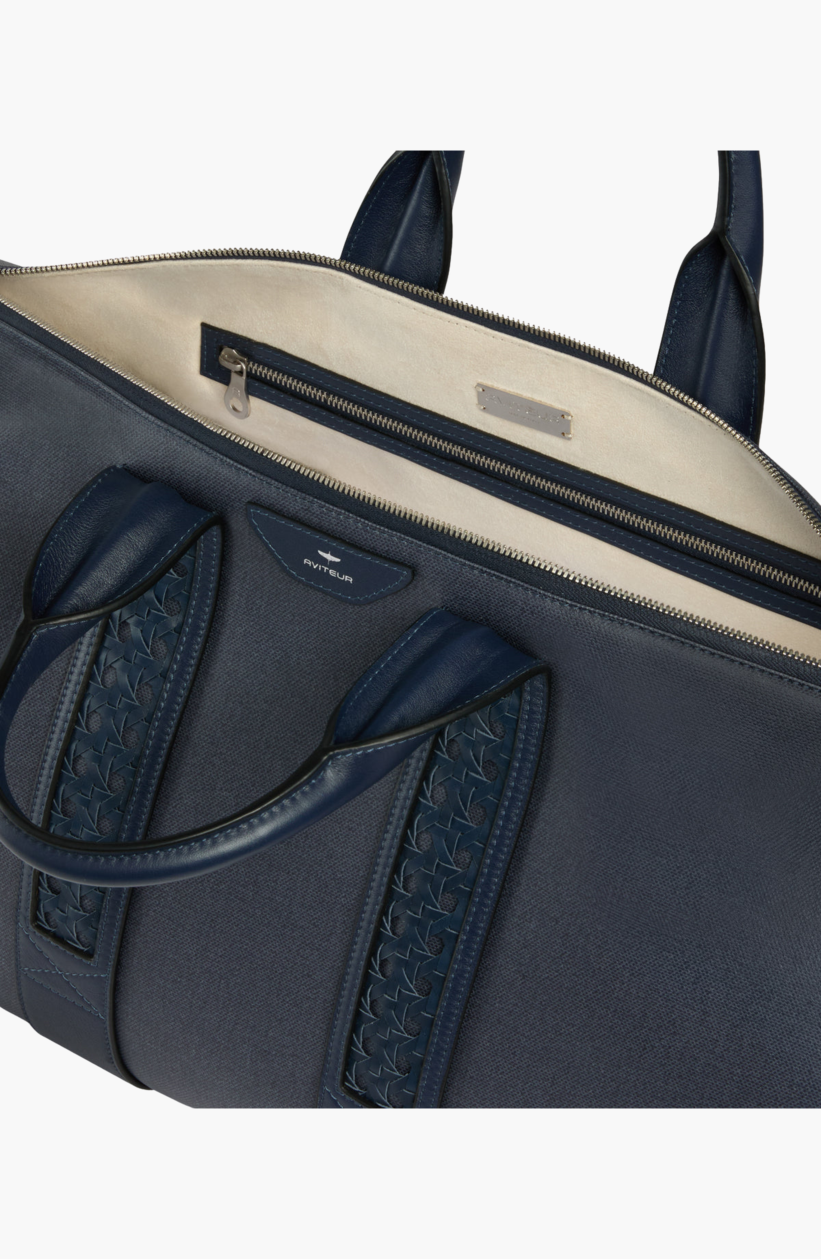 Aviteur Water-Resistant Canvas Leather Newport Duffle, Alternate, color, Blu Nautico