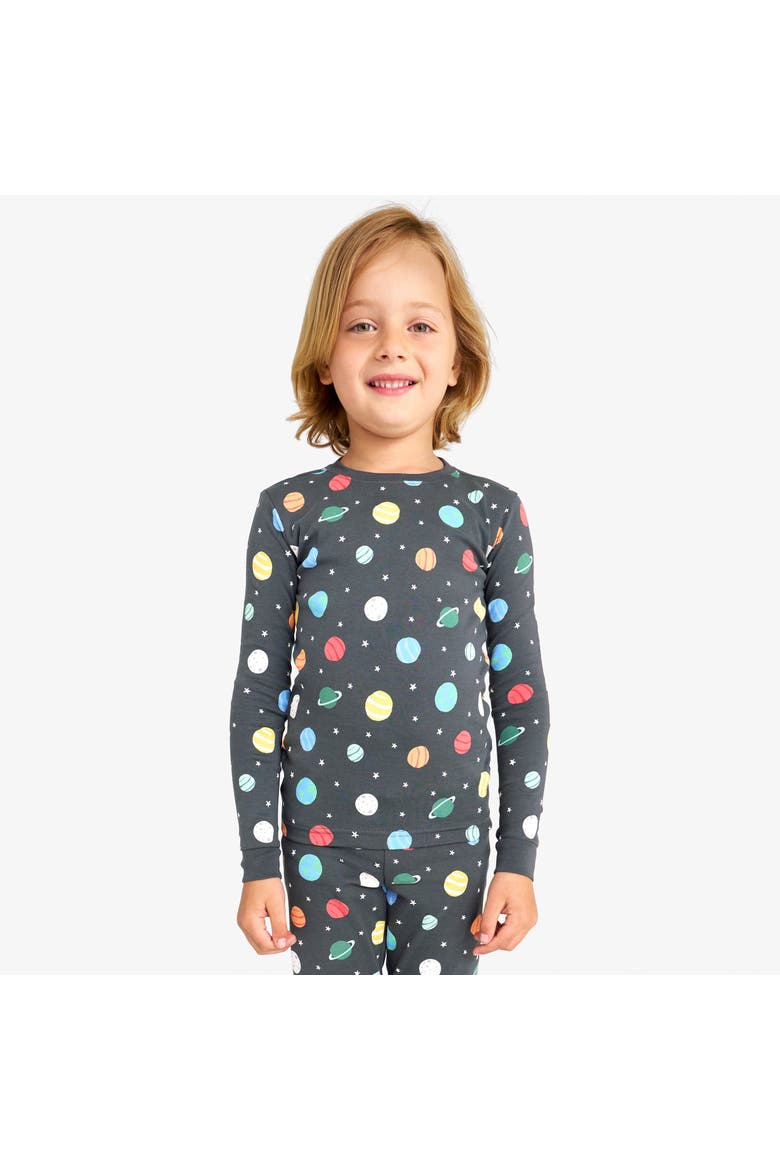 Kids Organic Long Sleeve Pj Top In Graphic Prints, Alternate, color, Asphalt Galaxy