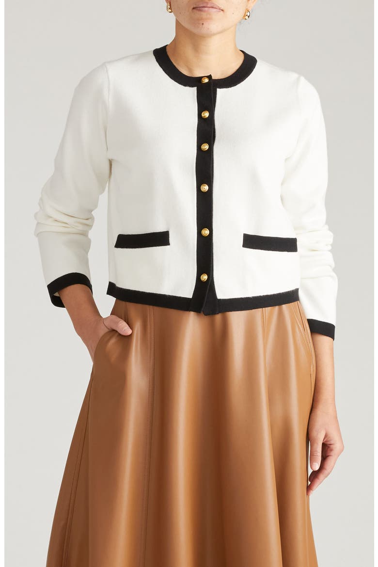 Gabrielle Cardigan, Main, color, CREAM/ BLACK ACCENTS