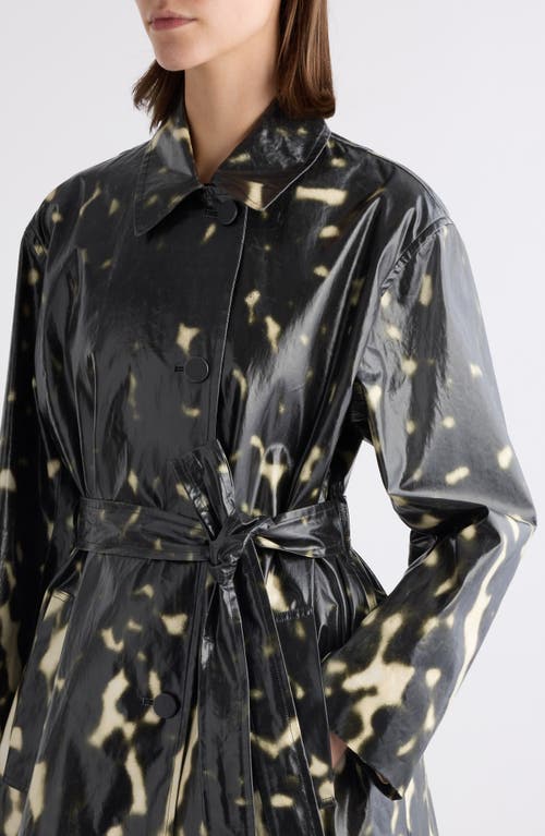Dries Van Noten Belted Printed Coated Cotton-canvas Trench Coat In Black
