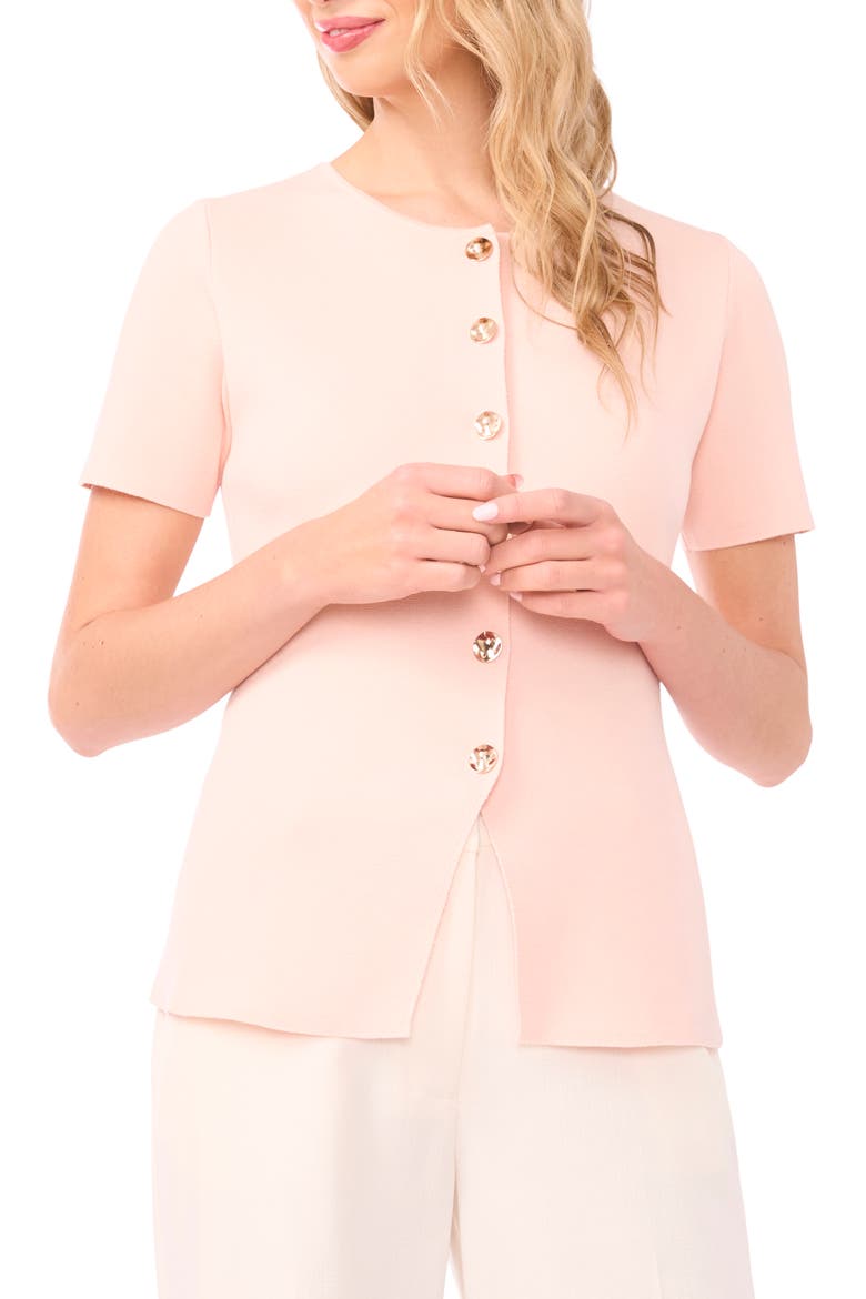 Gail Longline Split Hem Button-Up Shirt, Main, color, CLOUD PINK