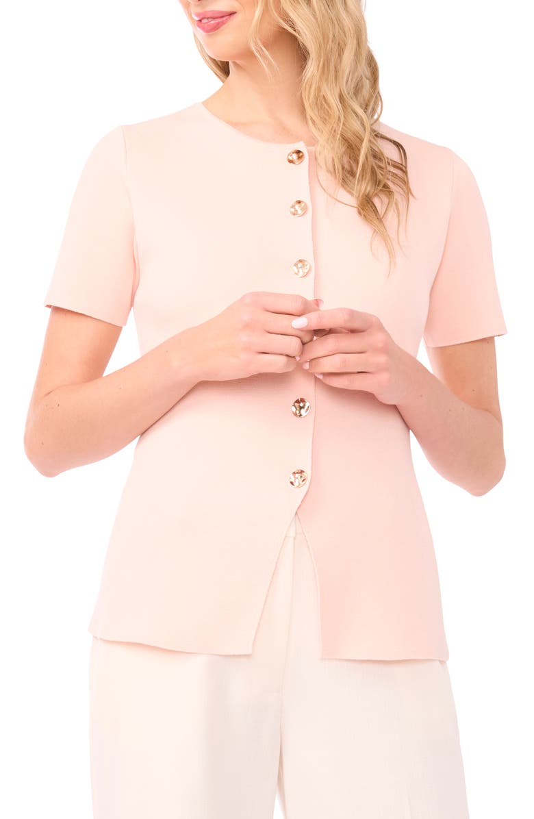 Ted Baker Gail Longline Split Hem Button-Up Shirt, Main, color, Cloud Pink