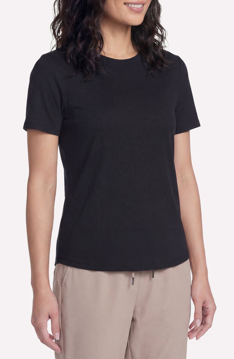 SKECHERS GoWalk<sup>®</sup> Luxe Rib T-Shirt, Main, color, Bold Black