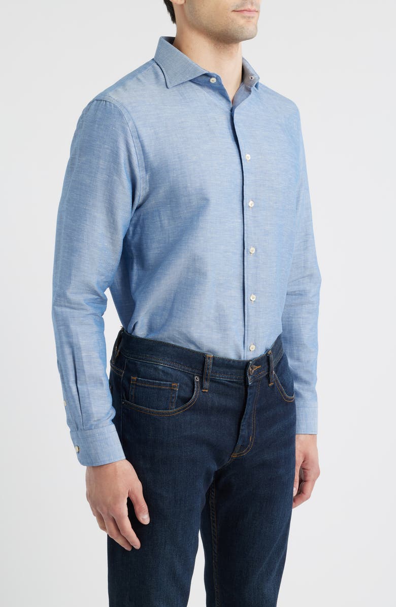 johnnie-O Koda Cotton & Linen Button-Up Shirt, Alternate, color, 