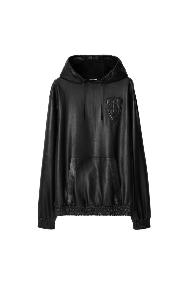 Burberry B Shield Leather Hoodie, Alternate, color, 