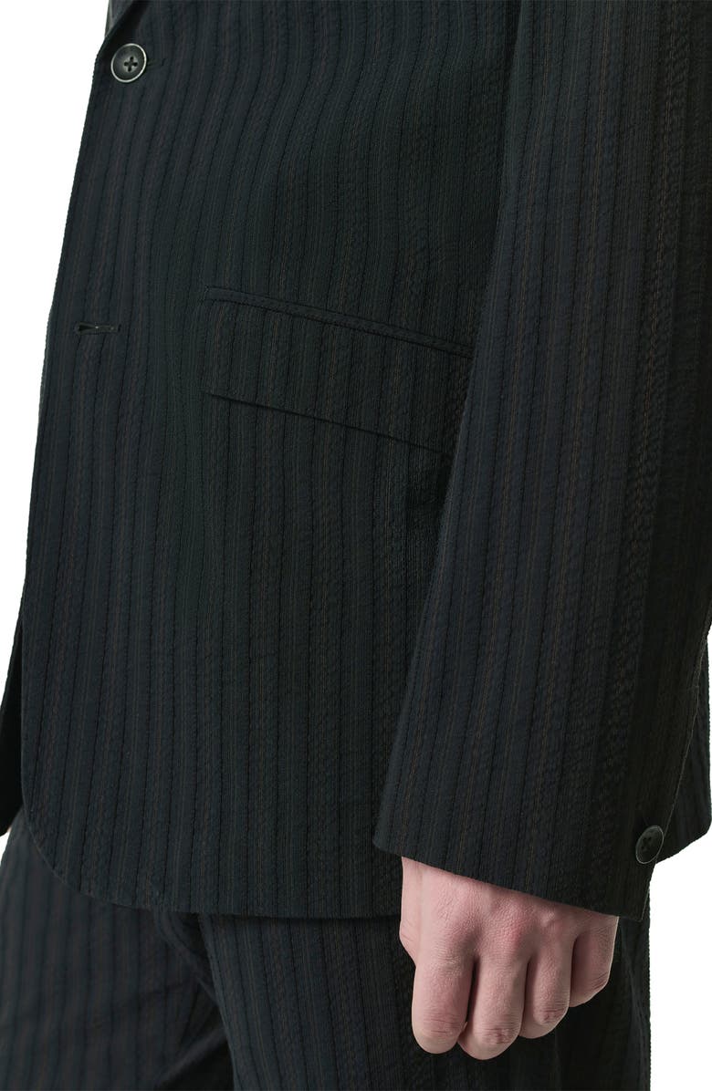 rag & bone Shift Classic Fit Textured Stripe Cotton & Silk Seersucker Sport Coat, Alternate, color, Black