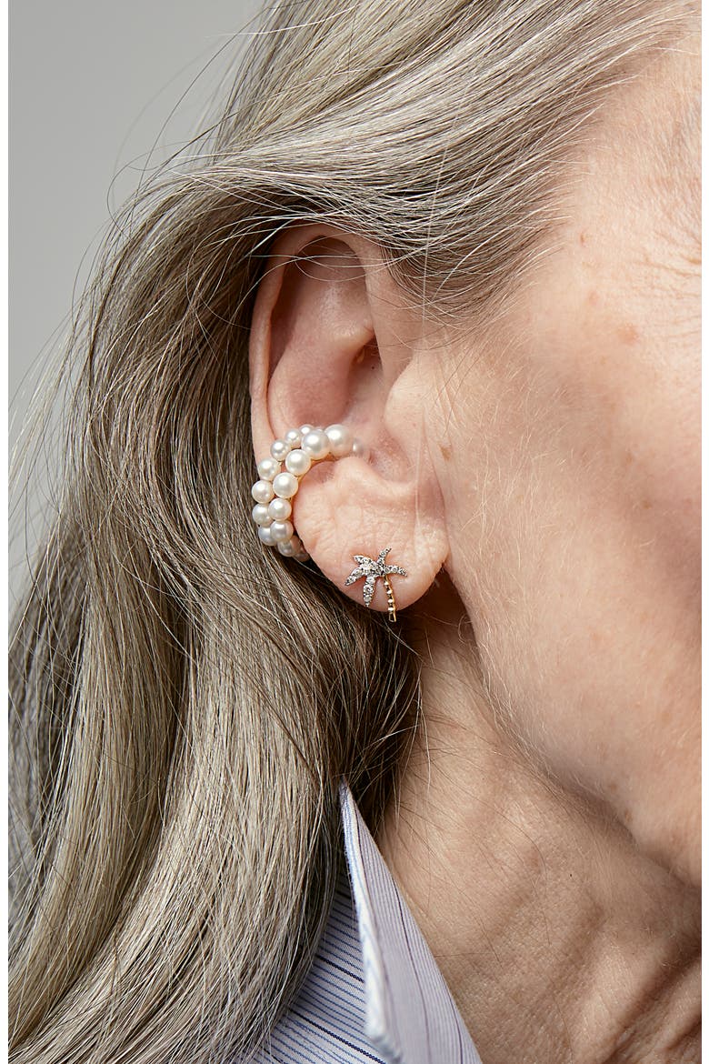 Freshwater Pearl Ear Cuff, Alternate, color, YELLOW GOLD