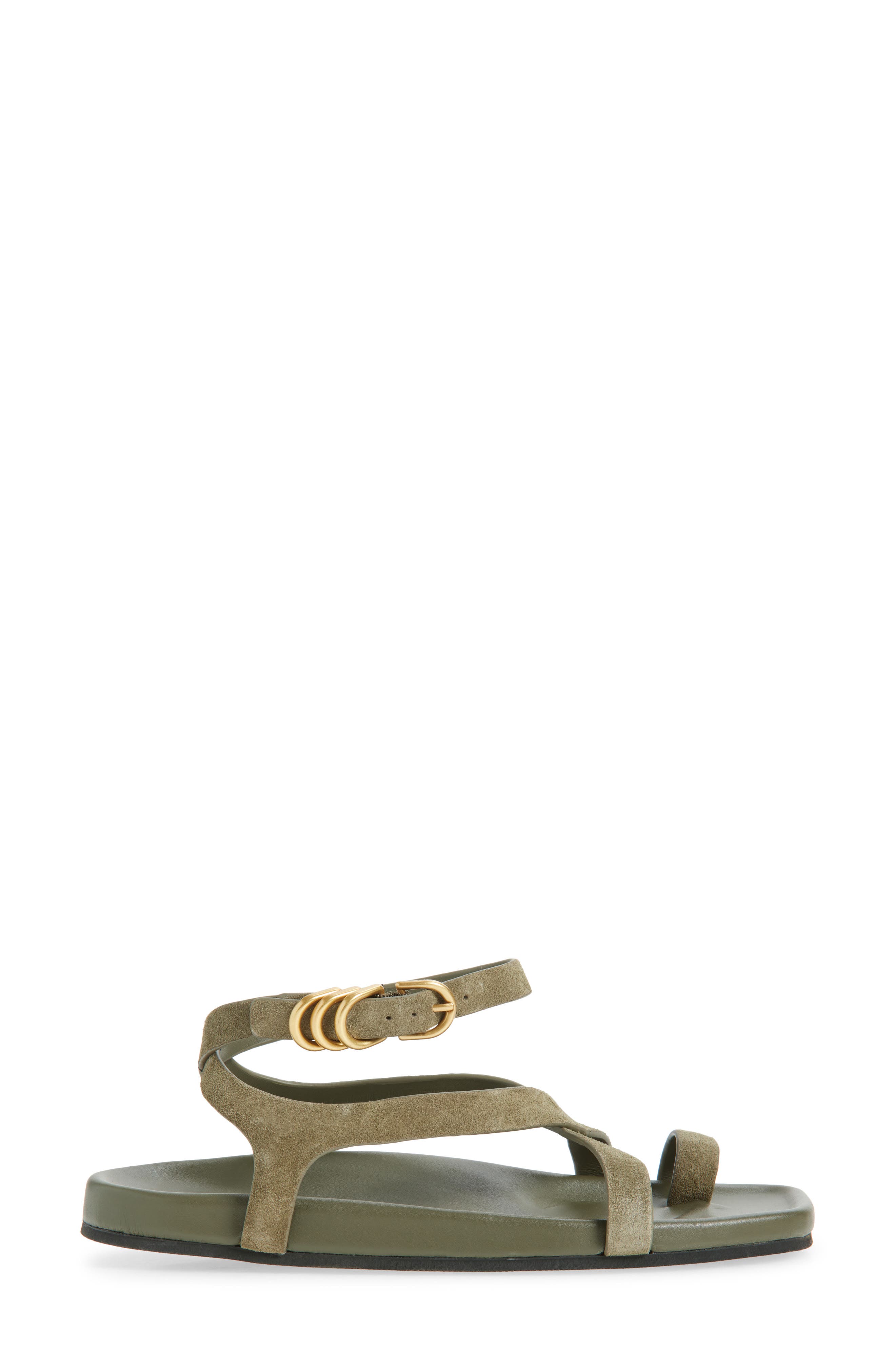 Rue Ankle Strap Sandal, Alternate, color, OLIVE SUEDE