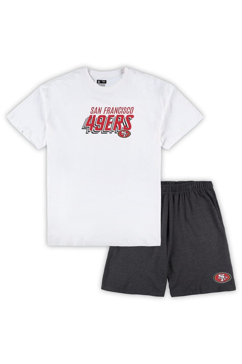 Men's Concepts Sport White/Charcoal San Francisco 49ers Big & Tall T-Shirt and Shorts Set, Main, color, White