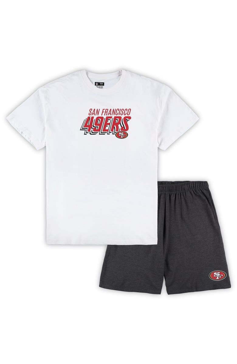 CONCEPTS SPORT Men's Concepts Sport White/Charcoal San Francisco 49ers Big & Tall T-Shirt and Shorts Set, Main, color,