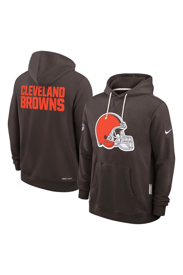 Men's Nike Brown Cleveland Browns Sideline Standard Issue Initial Home Dri-FIT Hoodie, Alternate, color, Brown