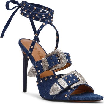 Steve Madden【新作SALE♪】SADDLE スタッズ付き サンダル Steve Madden Saddle Studded Western Buckle Hardware Ankle