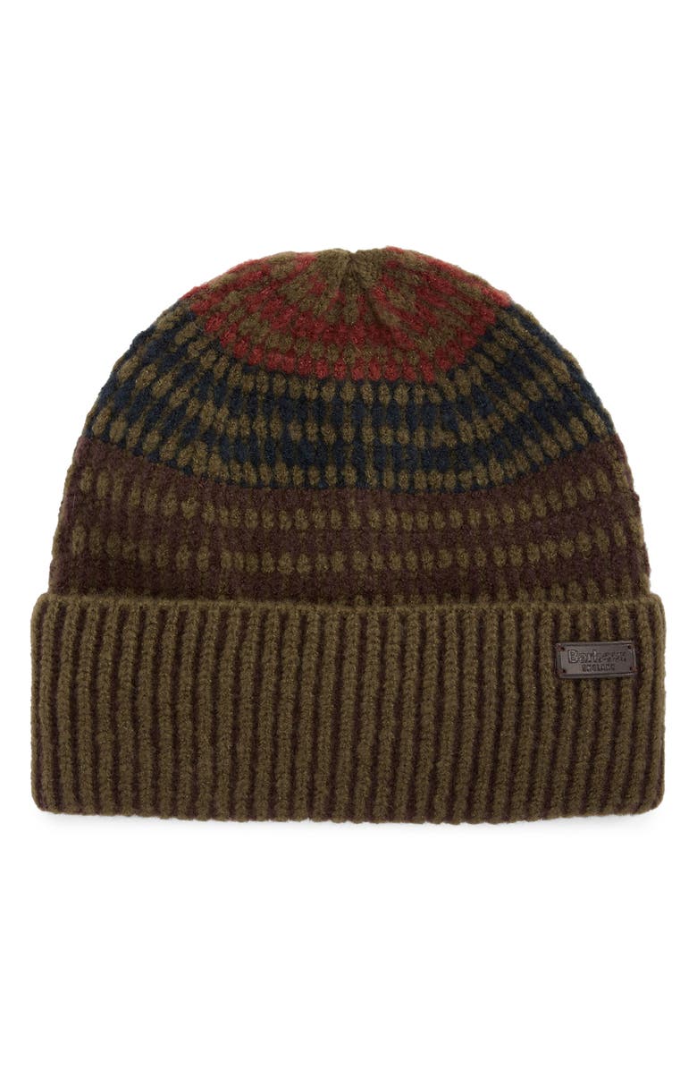 Barbour Harray Beanie, Main, color, Olive/ Fired Brick
