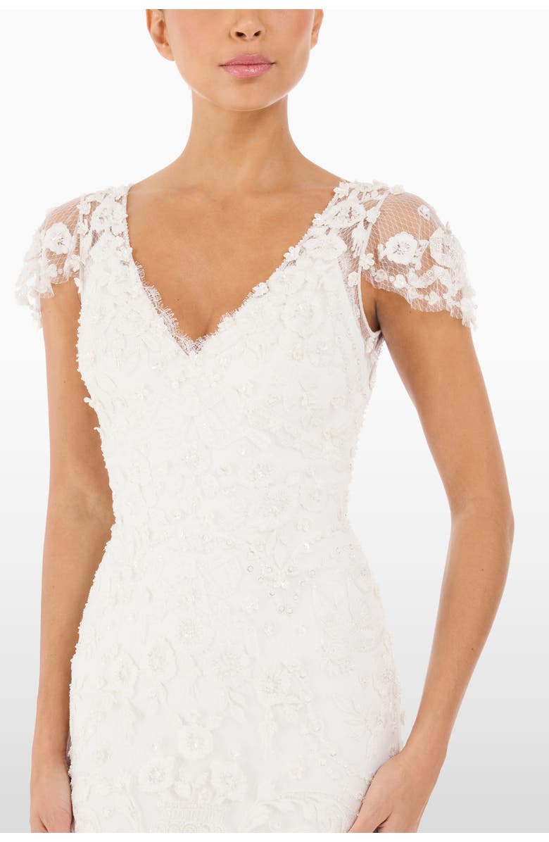 Jenny Packham Sweet Juliet Floral Lace Dress, Alternate, color, Ivory