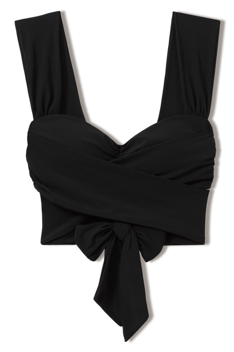 Cristina Wrap Bikini Top, Alternate, color, BLACK