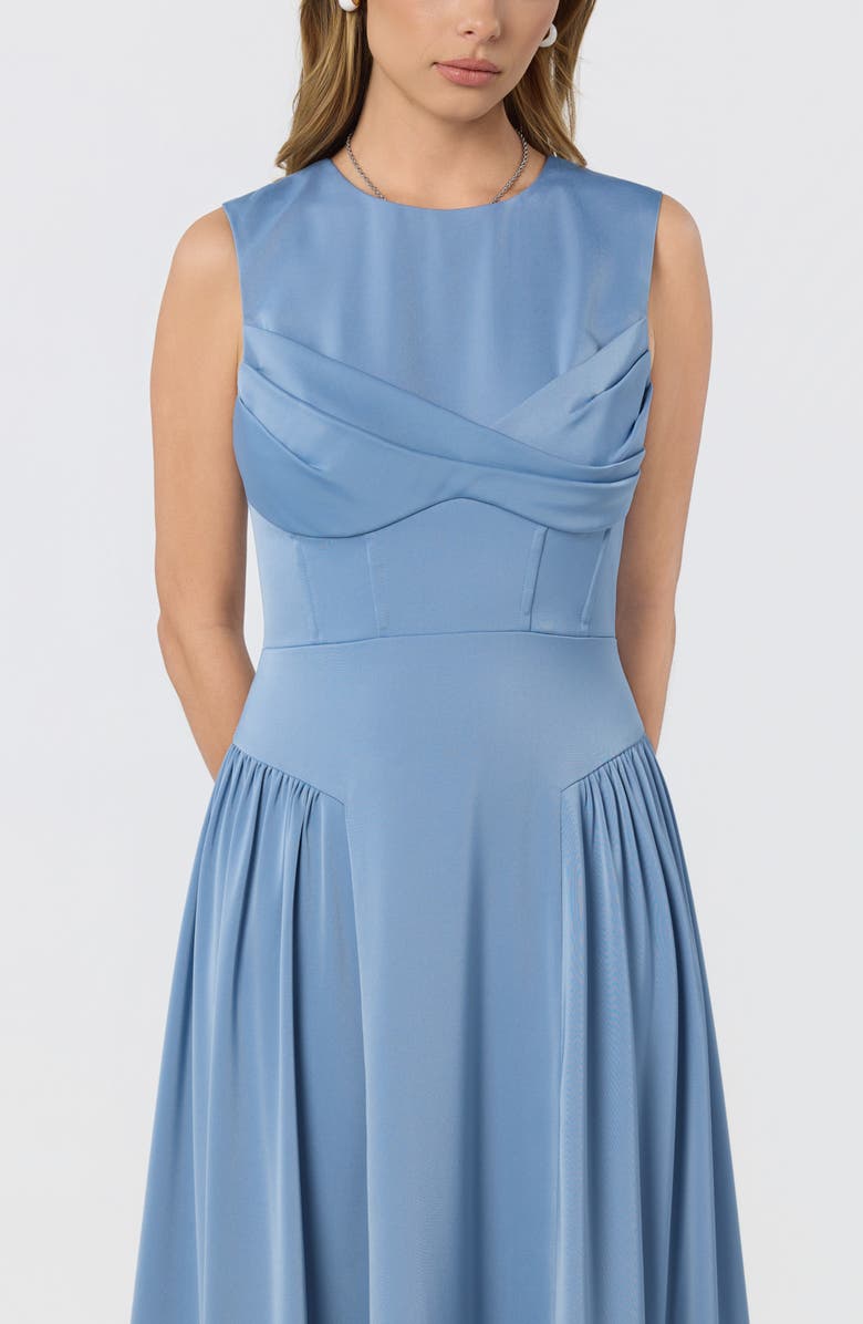 ASTR the Label Seraphina Pleated Twist Corset Midi Dress, Alternate, color, Dusty Blue