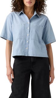 Levi's Harlie Short Sleeve Crop Chambray Button-Up Shirt