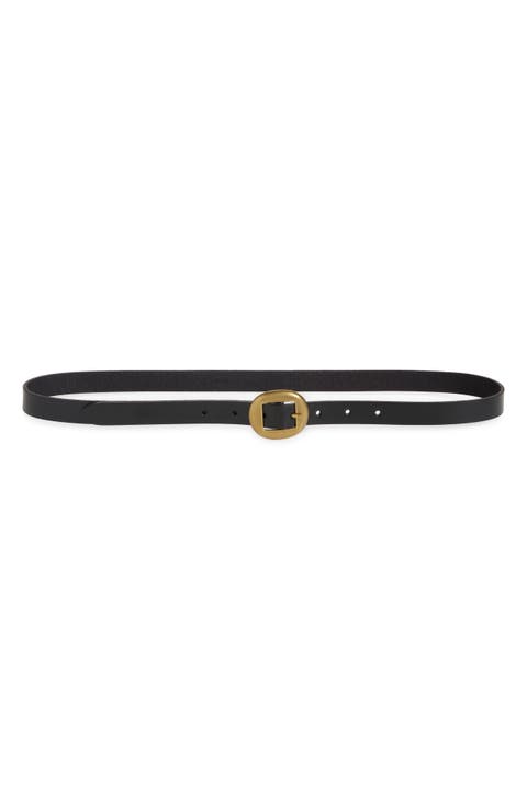 Burnished Buckle Leather Belt
